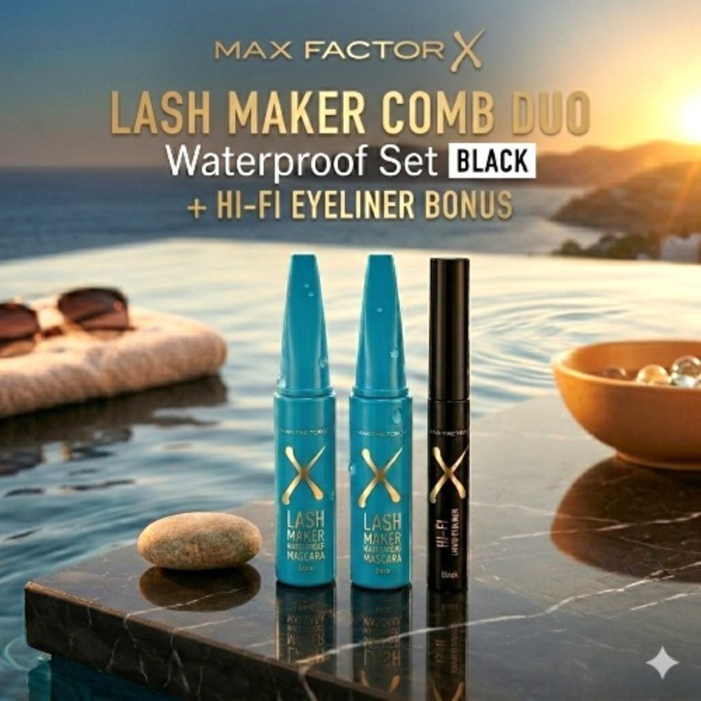 Max Factor X Lash Maker Comb Duo + HI‑FI Eyeliner BONUS | Black | Waterproof Set